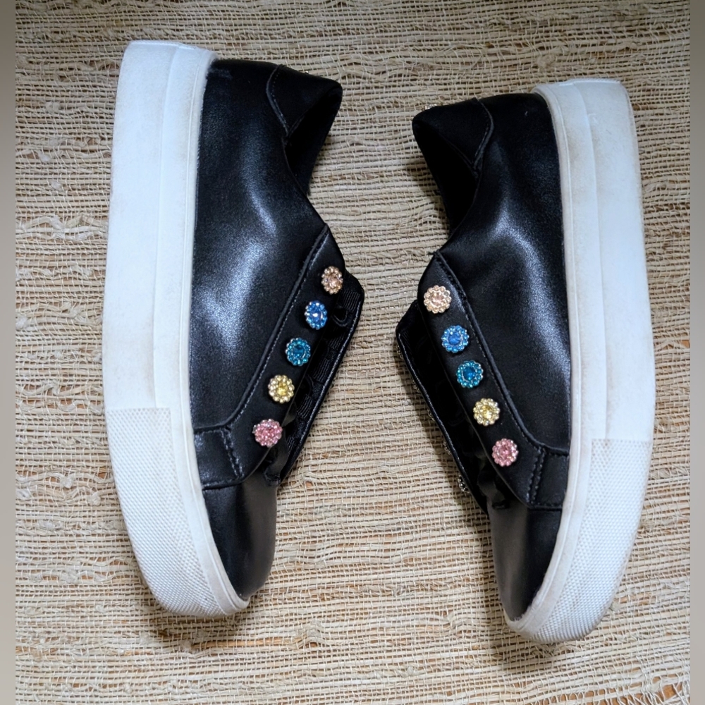 Kurt Geiger London Girls Mini Liviah Sneakers in Black w/jewel studs Size 2